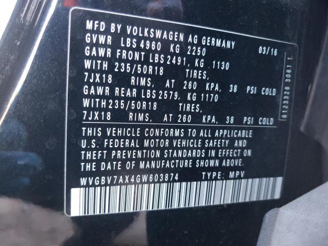  VOLKSWAGEN TIGUAN 2016 Чорний