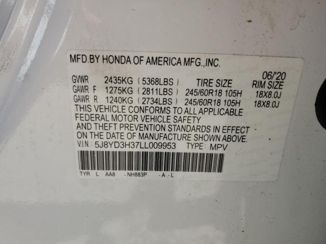 5J8YD3H37LL009953 | 2020 ACURA MDX