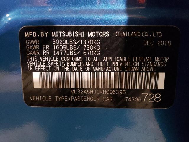 2019 MITSUBISHI MIRAGE LE ML32A5HJ1KH006395