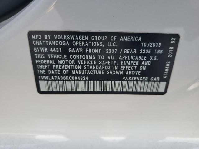 1VWLA7A36KC004824 Volkswagen Passat WOL 10