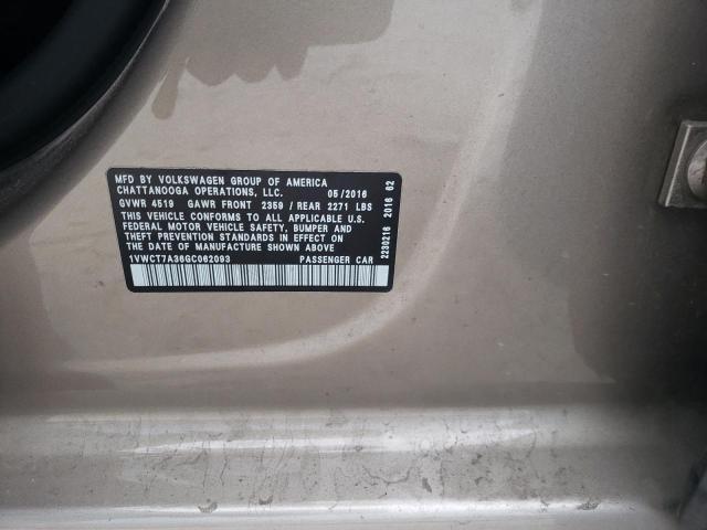 2016 VOLKSWAGEN PASSAT SEL - 1VWCT7A36GC062093