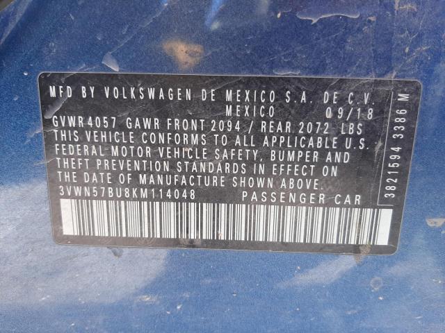 2019 VOLKSWAGEN JETTA S - 3VWN57BU8KM114048