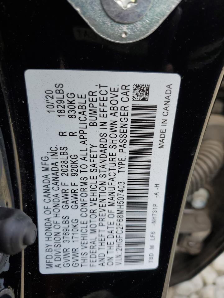 2HGFC2F68MH507403 HONDA CIVIC 2021