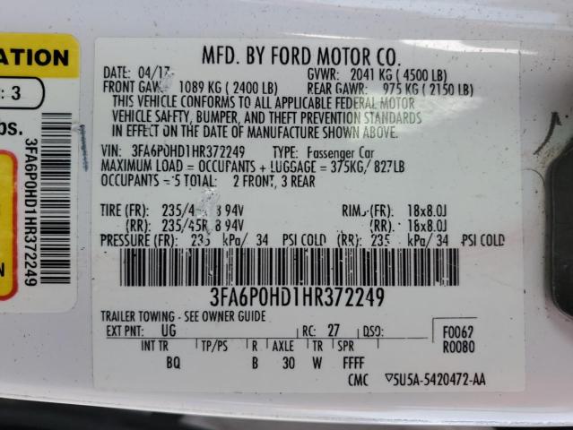 3FA6P0HD1HR372249 Ford FUSION SE