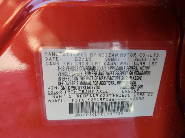 3N1CP5CU7KL507734 Nissan KICKS S