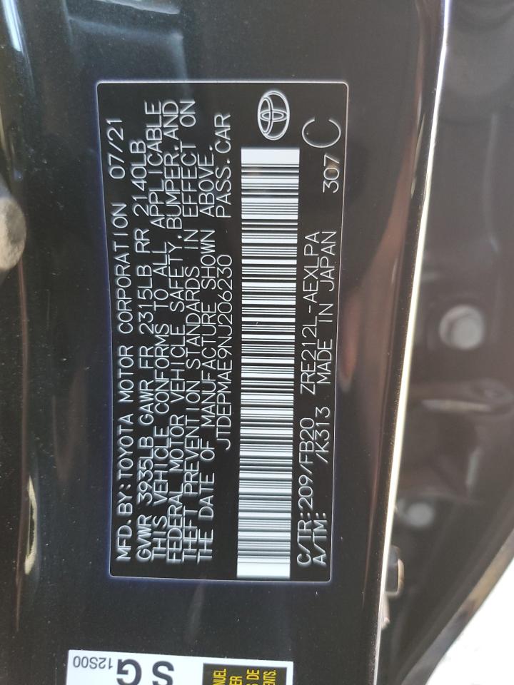 JTDEPMAE9NJ206230 TOYOTA COROLLA 2022