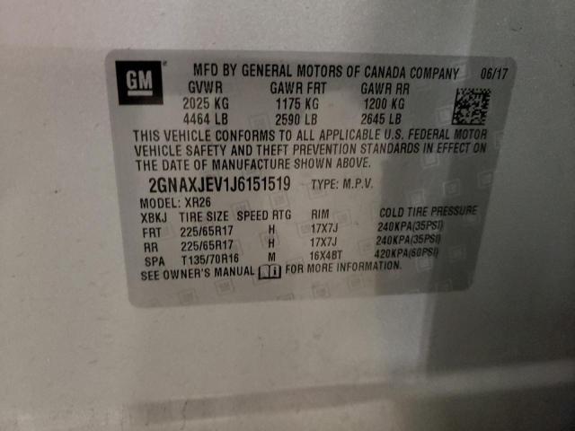 2GNAXJEV1J6151519 Chevrolet EQUINOX LT