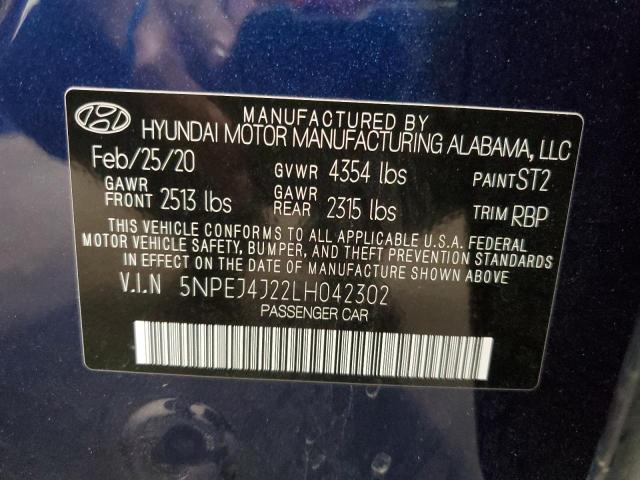 5NPEJ4J22LH042302 | 2020 HYUNDAI SONATA SEL