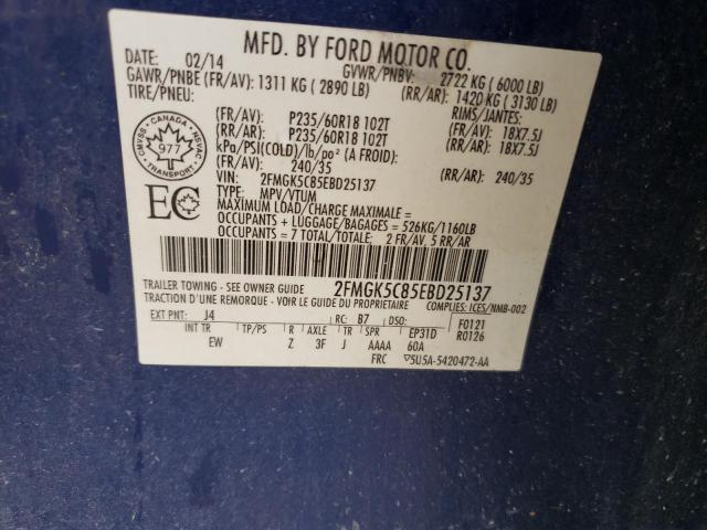 2FMGK5C85EBD25137 Ford FLEX SEL
