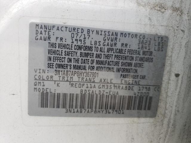 3N1AB7AP8HY367901 | 2017 NISSAN SENTRA S