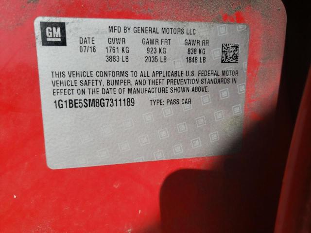 2016 CHEVROLET CRUZE LT - 1G1BE5SM8G7311189