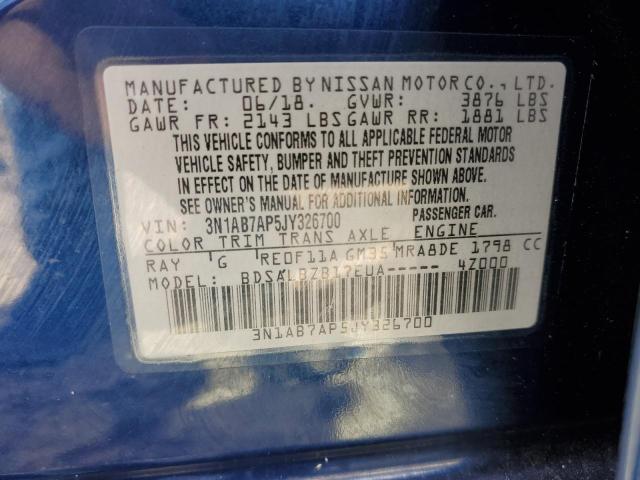 3N1AB7AP5JY326700 | 2018 NISSAN SENTRA S