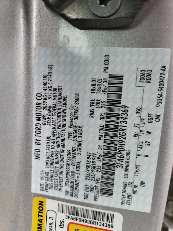 3FA6P0H92GR134369 FORD FUSION 2016