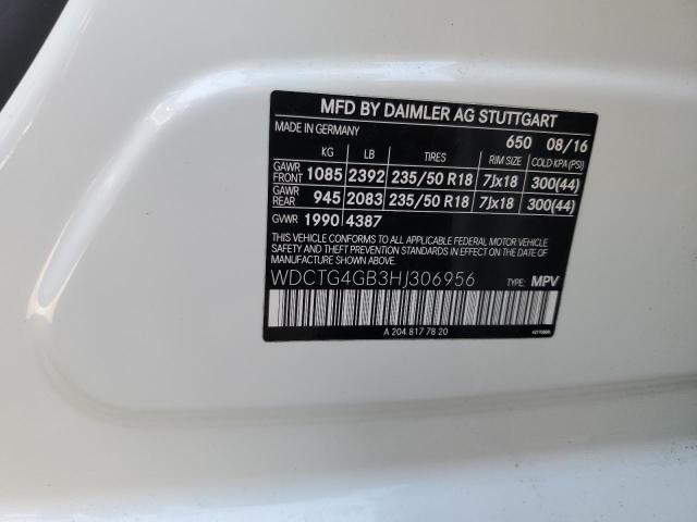 WDCTG4GB3HJ306956 Mercedes-Benz Gla 250 4matic