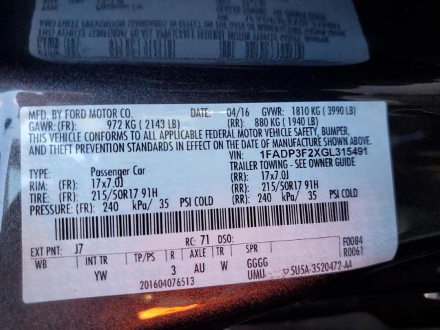 1FADP3F2XGL315491 Ford FOCUS SE