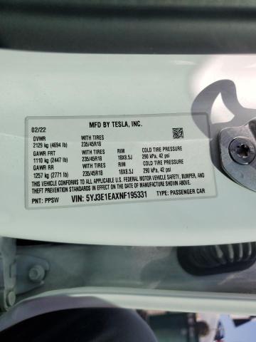 5YJ3E1EAXNF195331 Tesla MODEL 3