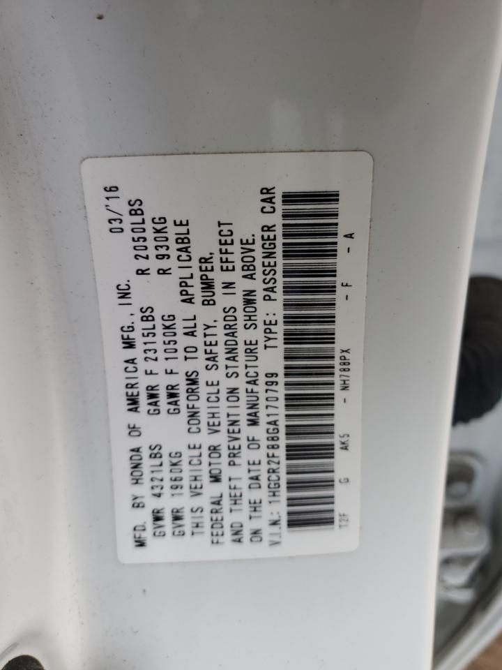 1HGCR2F88GA170799 HONDA ACCORD 2016