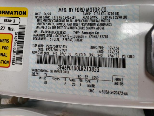 3FA6P0LU0LR213853 | 2020 Ford fusion se