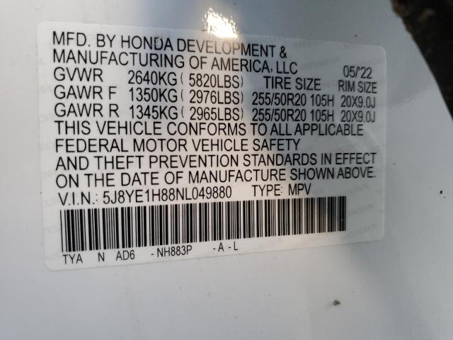 5J8YE1H88NL049880 Acura MDX ADVANC 10