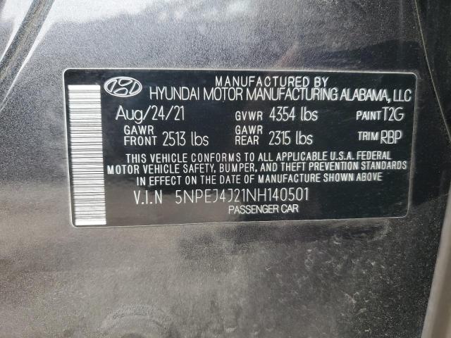 5NPEJ4J21NH140501 Hyundai Sonata Sel Plus
