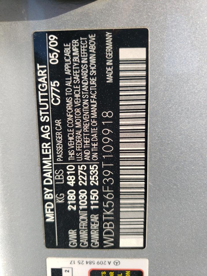 WDBTK56F39T109918 2009 Mercedes-Benz Clk 350