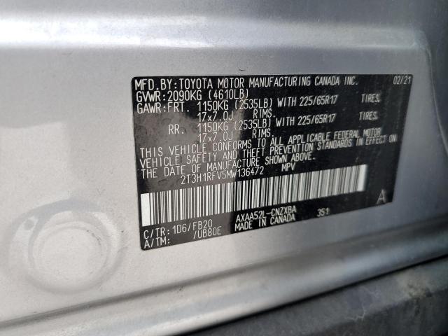 2T3H1RFV5MW136472 | 2021 TOYOTA RAV4 LE