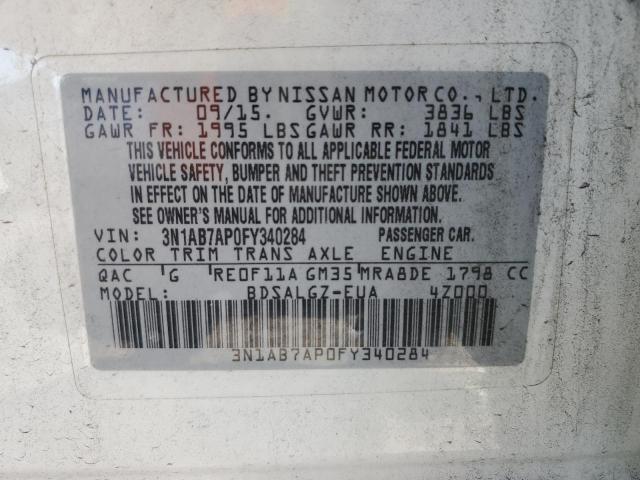 3N1AB7AP0FY340284 | 2015 NISSAN SENTRA S