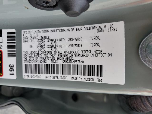 VIN 3TMAZ5CNXNM165492 2022 TOYOTA TACOMA no.12