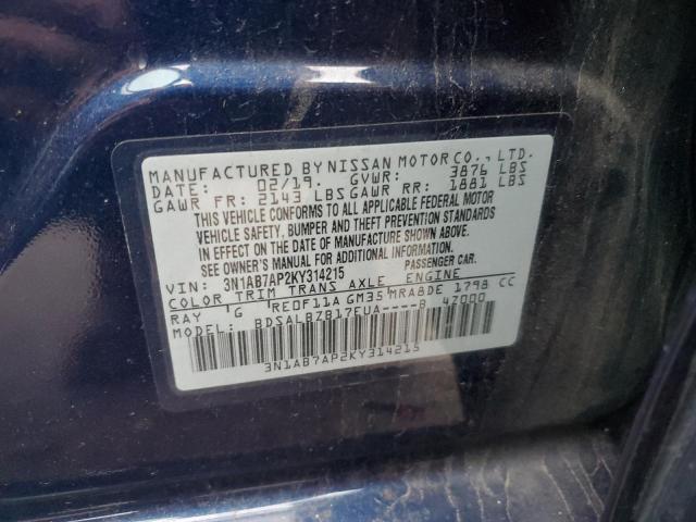 3N1AB7AP2KY314215 Nissan SENTRA S