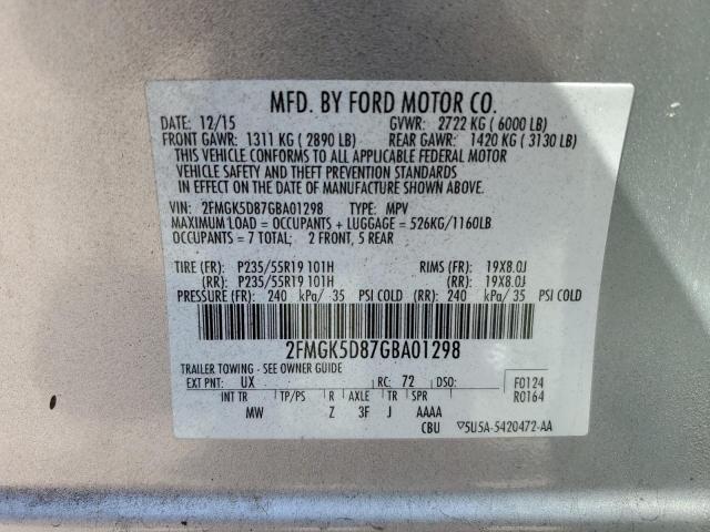 2FMGK5D87GBA01298 | 2016 FORD FLEX LIMIT