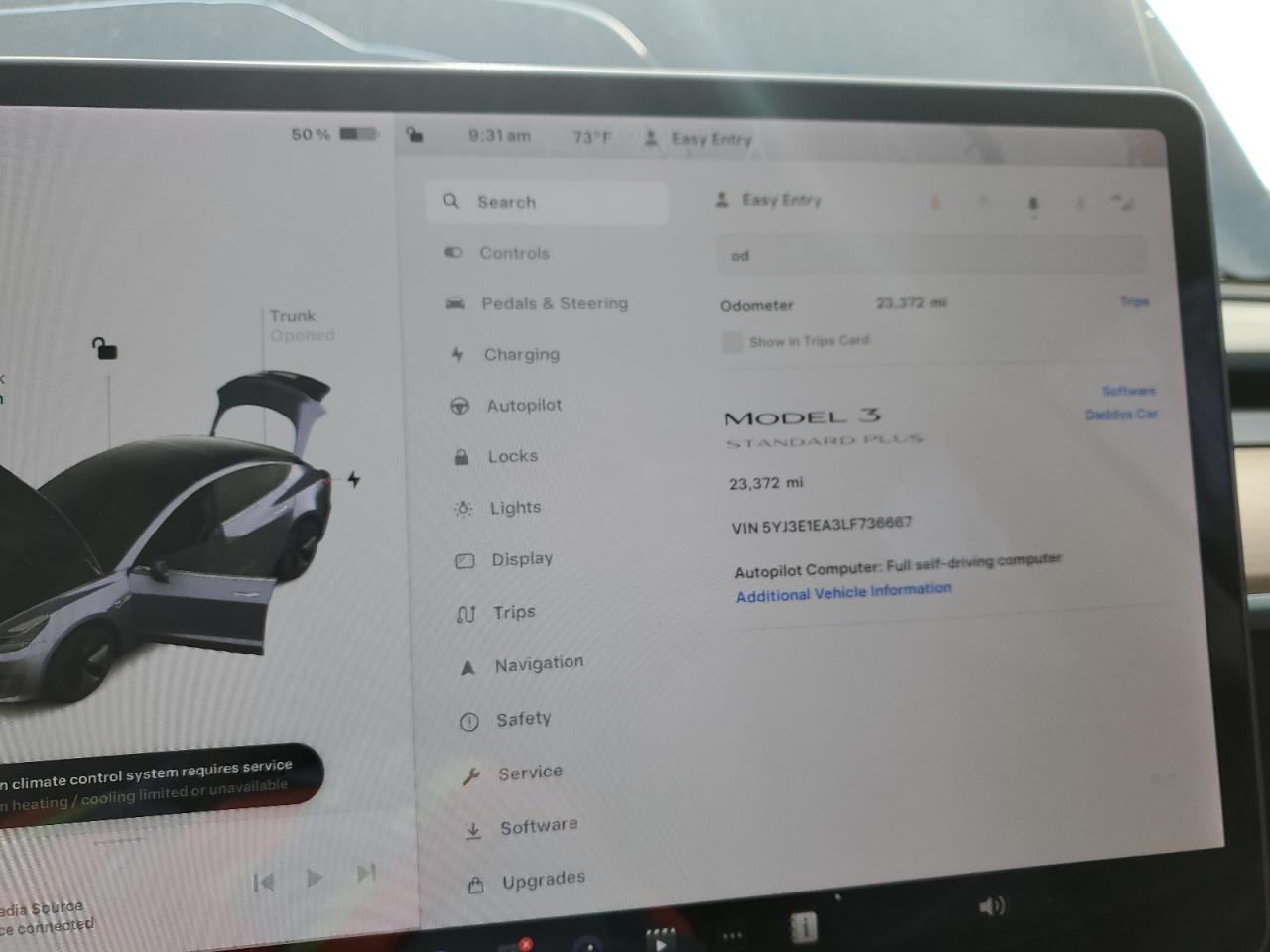 2020 Tesla Model 3 vin: 5YJ3E1EA3LF736667