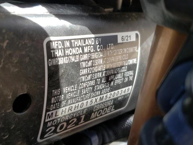 2021 HONDA CBR650 RA MLHRH015XM5200349