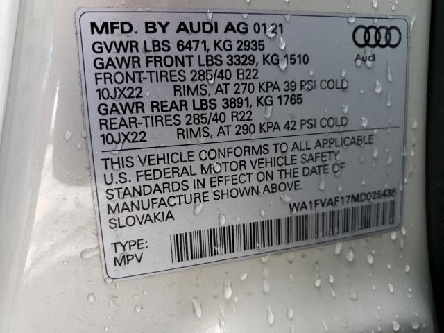 WA1FVAF17MD025438 Audi Q8 PRESTIG 13