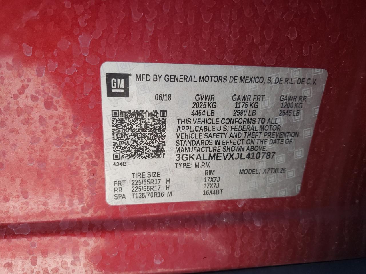 3GKALMEVXJL410787 2018 GMC Terrain Sle