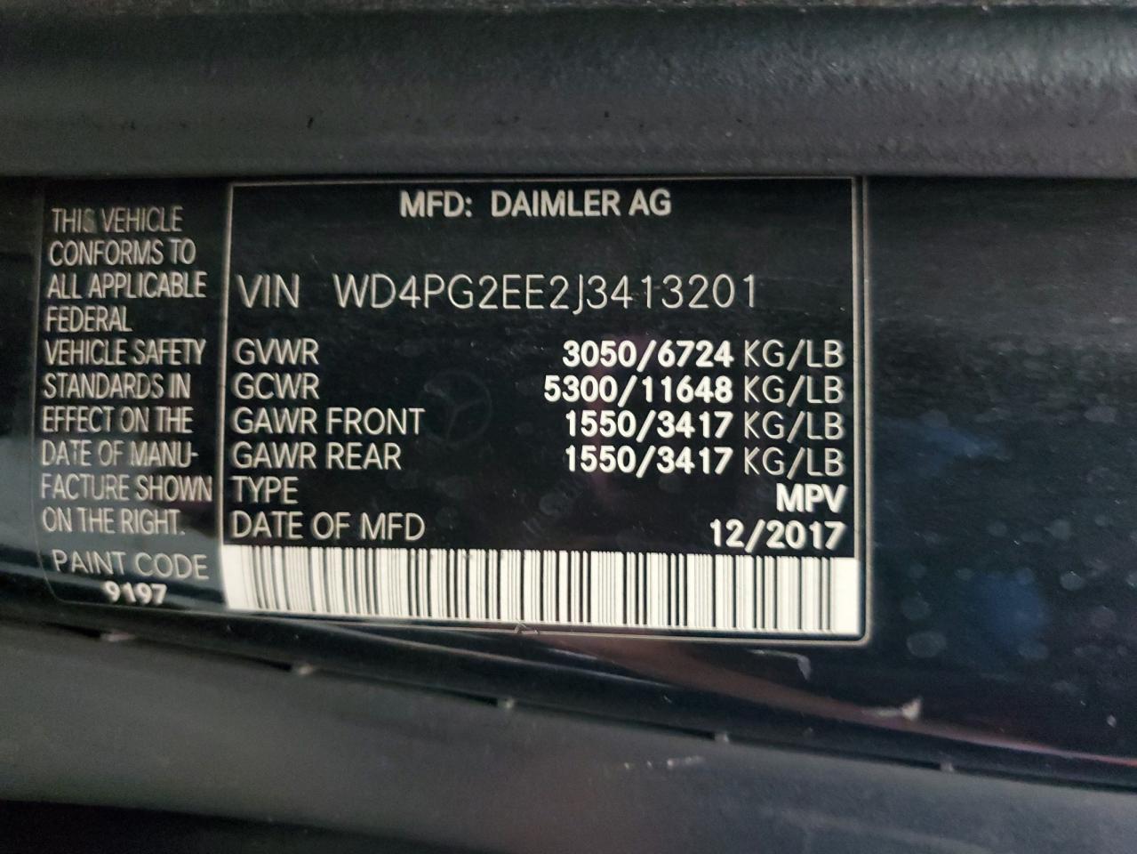 WD4PG2EE2J3413201 MERCEDES-BENZ METRIS 2018