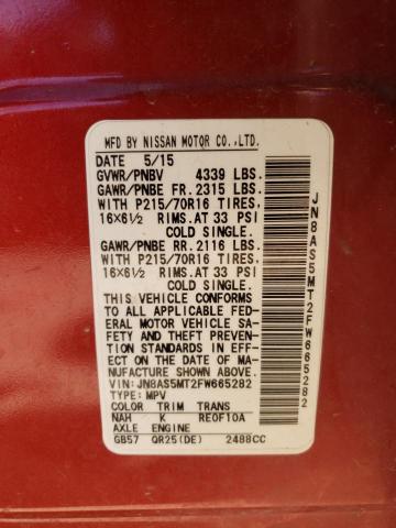 JN8AS5MT2FW665282 Nissan Rogue Select S
