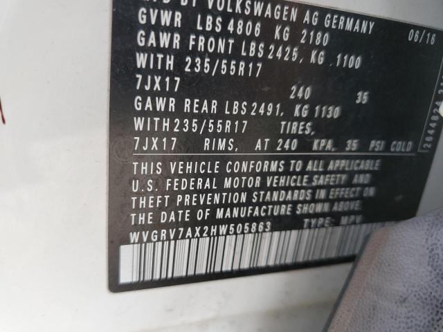 2017 VOLKSWAGEN TIGUAN WOL - WVGRV7AX2HW505863