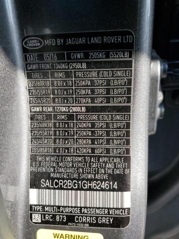 SALCR2BG1GH624614 | 2016 LAND ROVER DISCOVERY