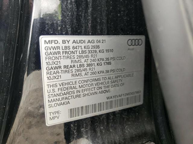 2021 AUDI Q8 PREMIUM - WA1EVAF12MD037993