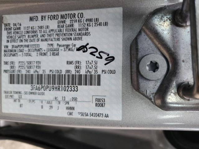 3FA6P0PU9HR102333 2017 FORD FUSION, photo no. 12