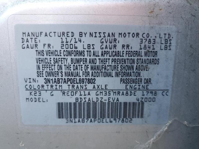 3N1AB7AP0EL697802 | 2014 NISSAN SENTRA S