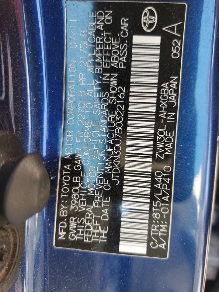 JTDKN3DU7B0322162 2011 Toyota Prius