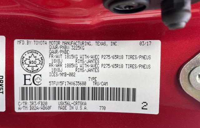 2017 TOYOTA TUNDRA DOU - 5TFUY5F17HX635680