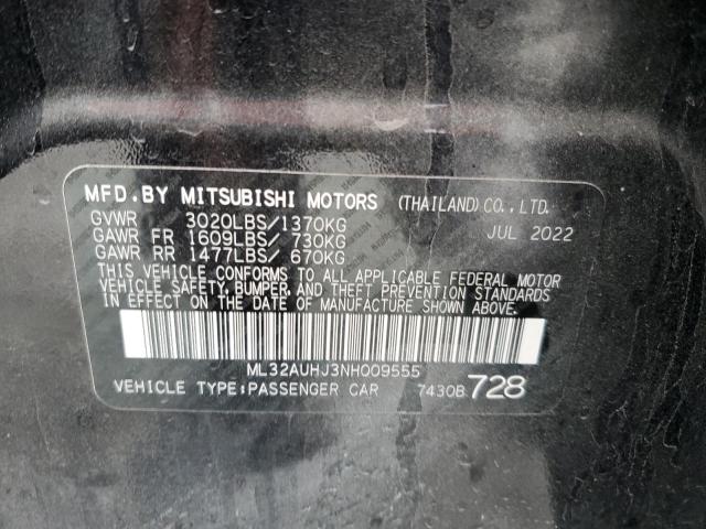 2022 Mitsubishi Mirage Es VIN: ML32AUHJ3NH009555 Lot: 71649553