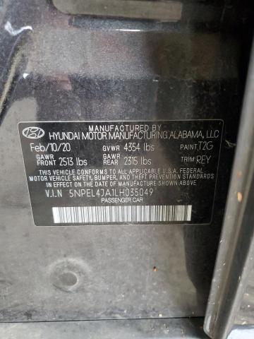 5NPEL4JA1LH035049 | 2020 HYUNDAI SONATA SEL