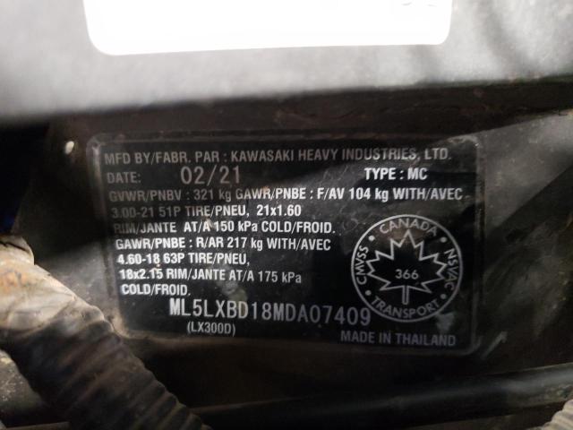 2021 KAWASAKI KLX300 D - ML5LXBD18MDA07409