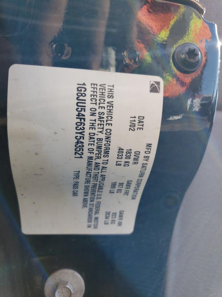1g8ju54f63y543521 1G8JU54F63Y543521 2003 Saturn L200