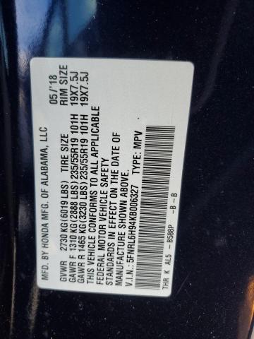 5FNRL6H94KB006327 Honda Odyssey EL 10