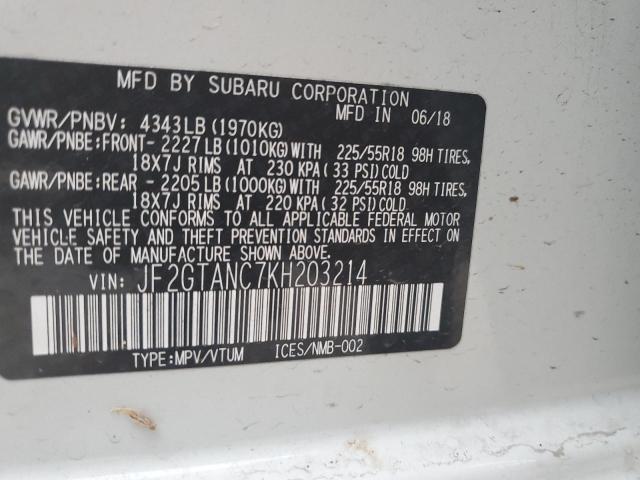 2019 SUBARU CROSSTREK - JF2GTANC7KH203214