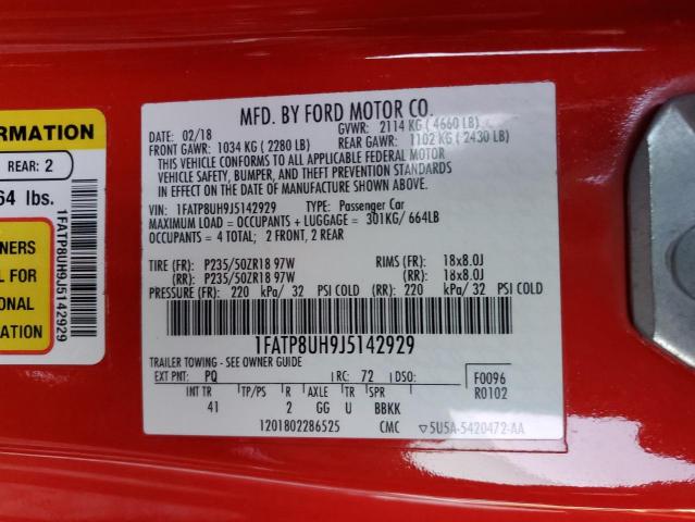 1FATP8UH9J5142929 Ford MUSTANG